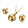 New Design Stainless Steel Gold Ball Earring Necklace Jewelry Set